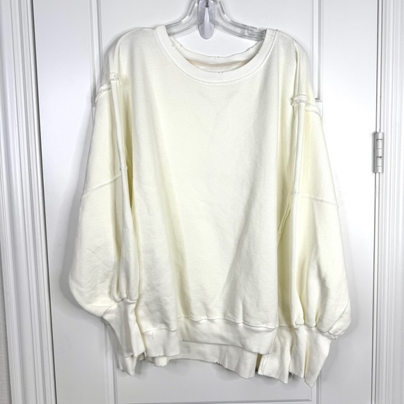 FREE PEOPLE We The Free NEW Camden Sweatshirt Size L White - Picture 2 of 12